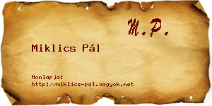 Miklics Pál névjegykártya